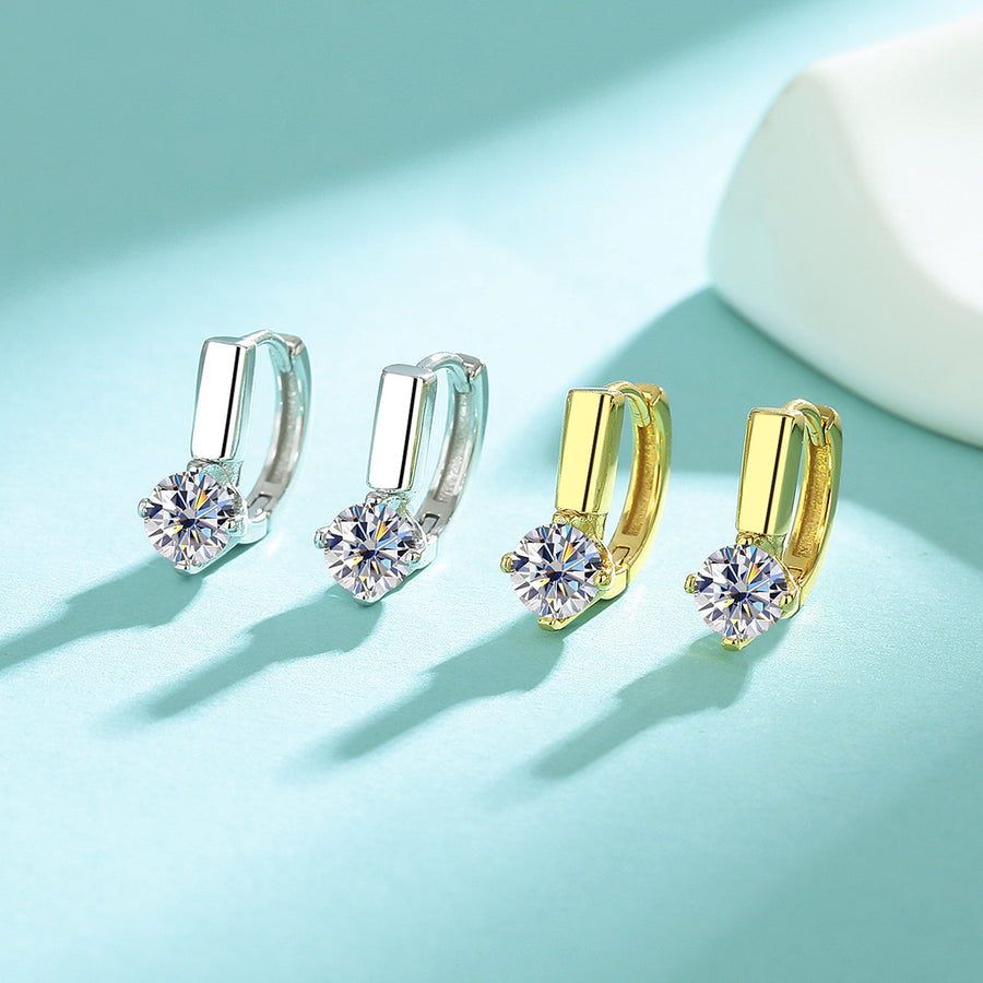 Earrings - Classic Four-Prong Moissanite Stud Earrings in 925 Sterling Silver