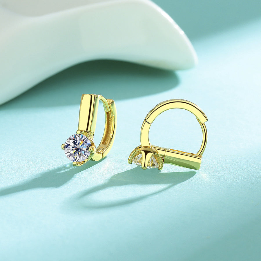 Earrings - Classic Four-Prong Moissanite Stud Earrings in 925 Sterling Silver