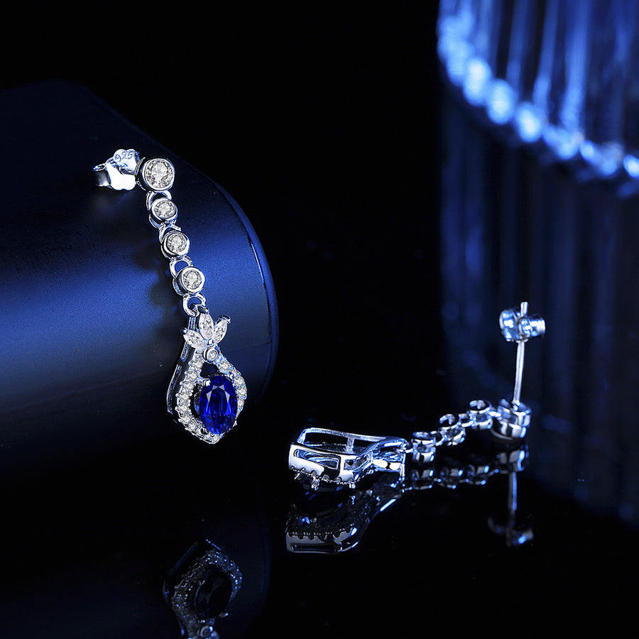 Earrings - Elegant Long Dangle Colorful Cubic Zirconia Drop Earrings for Women