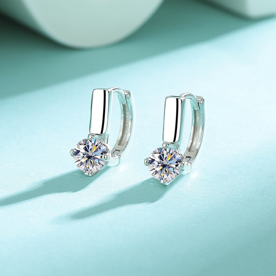 Earrings - Classic Four-Prong Moissanite Stud Earrings in 925 Sterling Silver