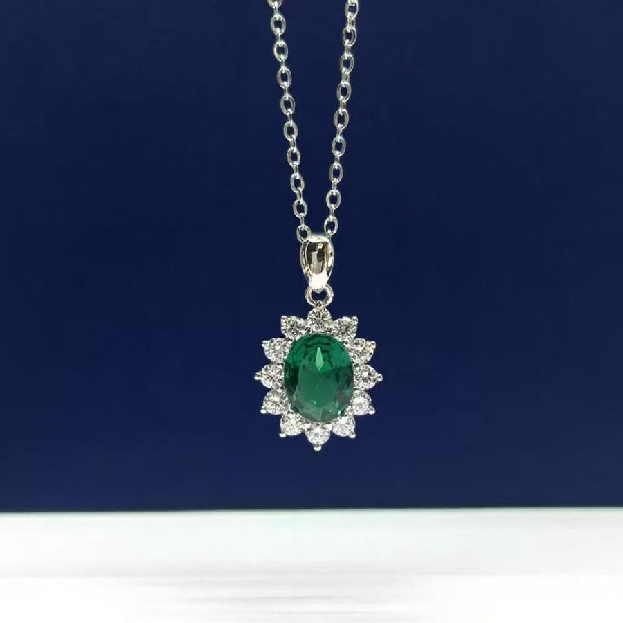 Necklace Sterling Silver Moissanite Gemstone Sunflower Jewelry Set with Pendant Earrings Ring