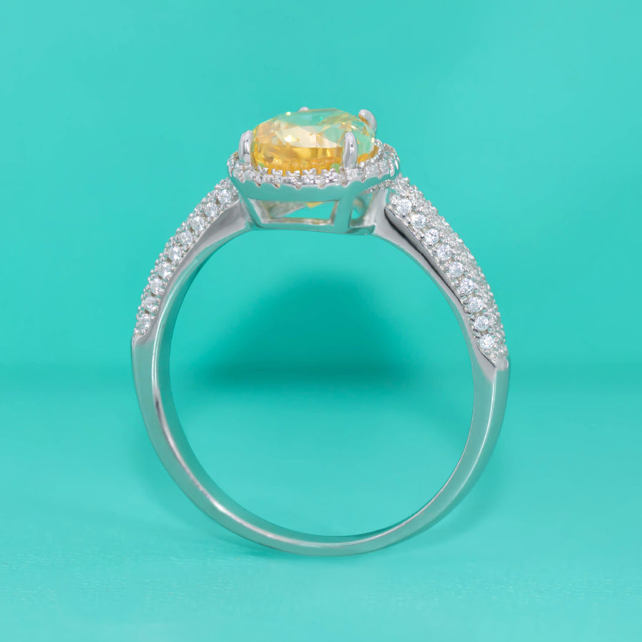 Ring S925 Sterling Silver Teardrop Ice Flower Cut Crystal Ring for Women