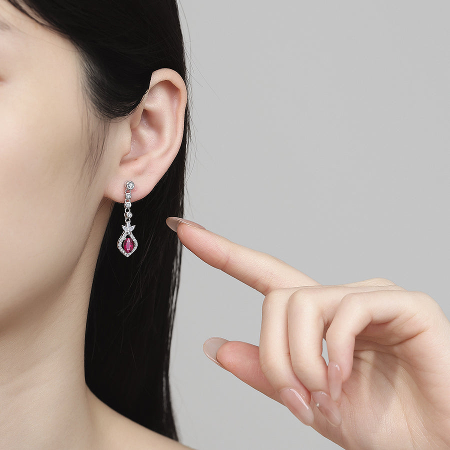 Earrings - Elegant Long Dangle Colorful Cubic Zirconia Drop Earrings for Women