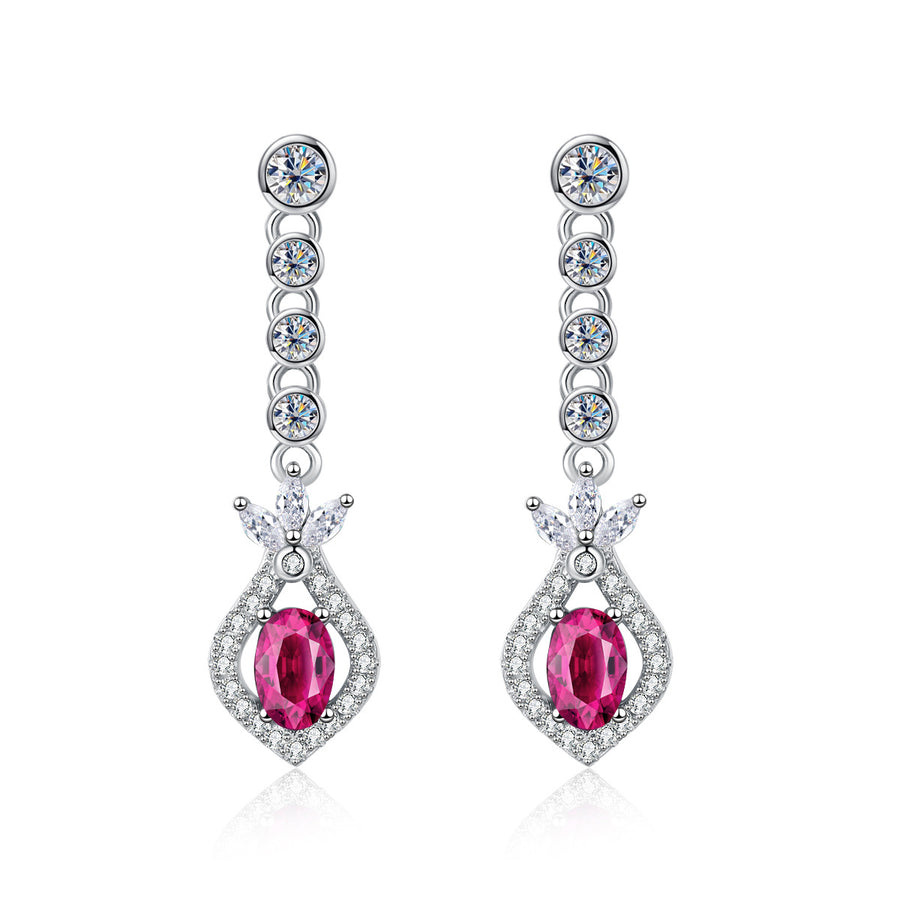 Earrings - Elegant Long Dangle Colorful Cubic Zirconia Drop Earrings for Women