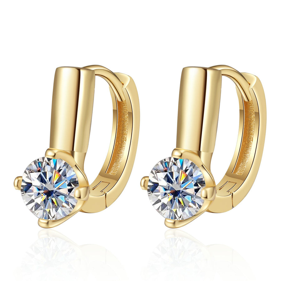 Earrings - Classic Four-Prong Moissanite Stud Earrings in 925 Sterling Silver