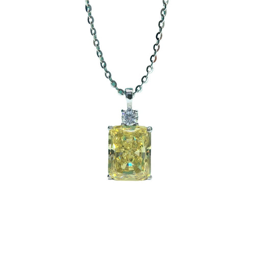Necklace 925 Sterling Silver Ice Flower Cut Natural Gemstone Pendant with 18K Gold Plating