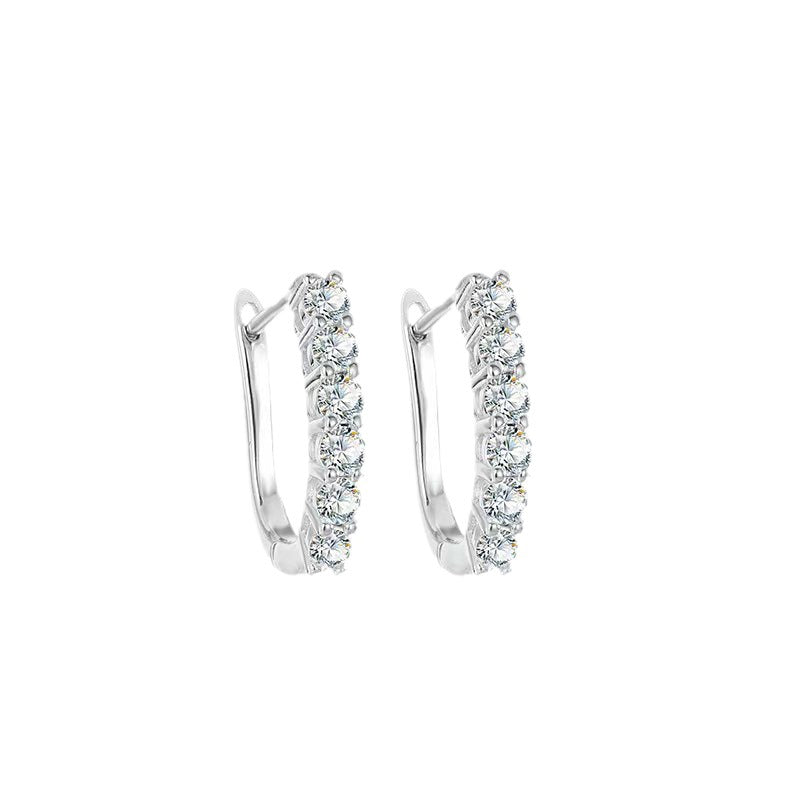 Earrings 925 Sterling Silver Moissanite Hoop Earrings Minimalist Pave Setting Huggie Studs