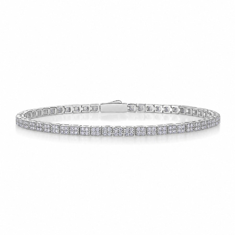 Geometric Square Link Moissanite  925 Sterling Silver Tennis Bracelet
