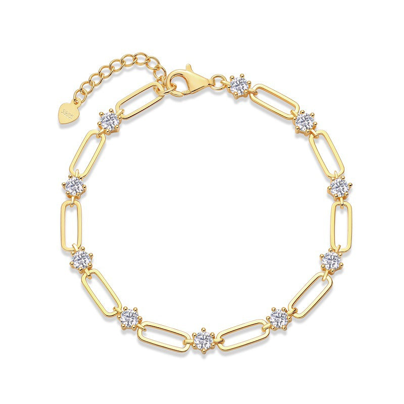Geometric Round Moissanite 925 Sterling Silver Bracelet