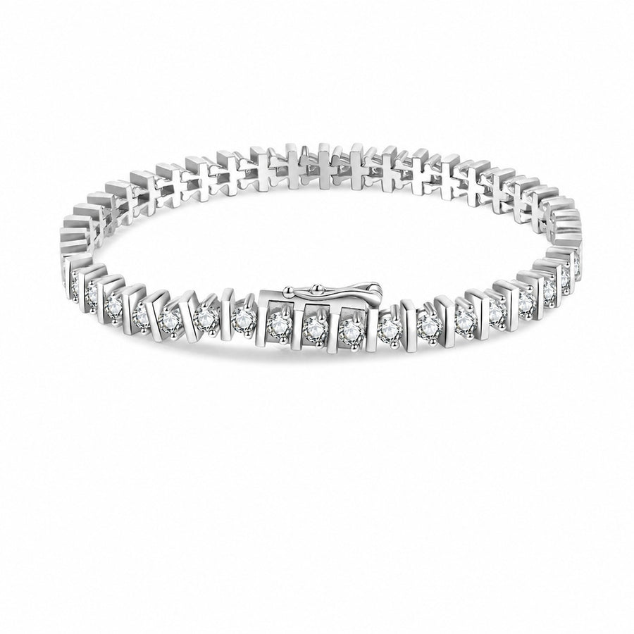 Mossanite Women’s European-Style Tennis Chain 925 Sterling Silver Bracelet