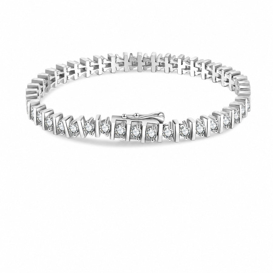 Mossanite Women’s European-Style Tennis Chain 925 Sterling Silver Bracelet