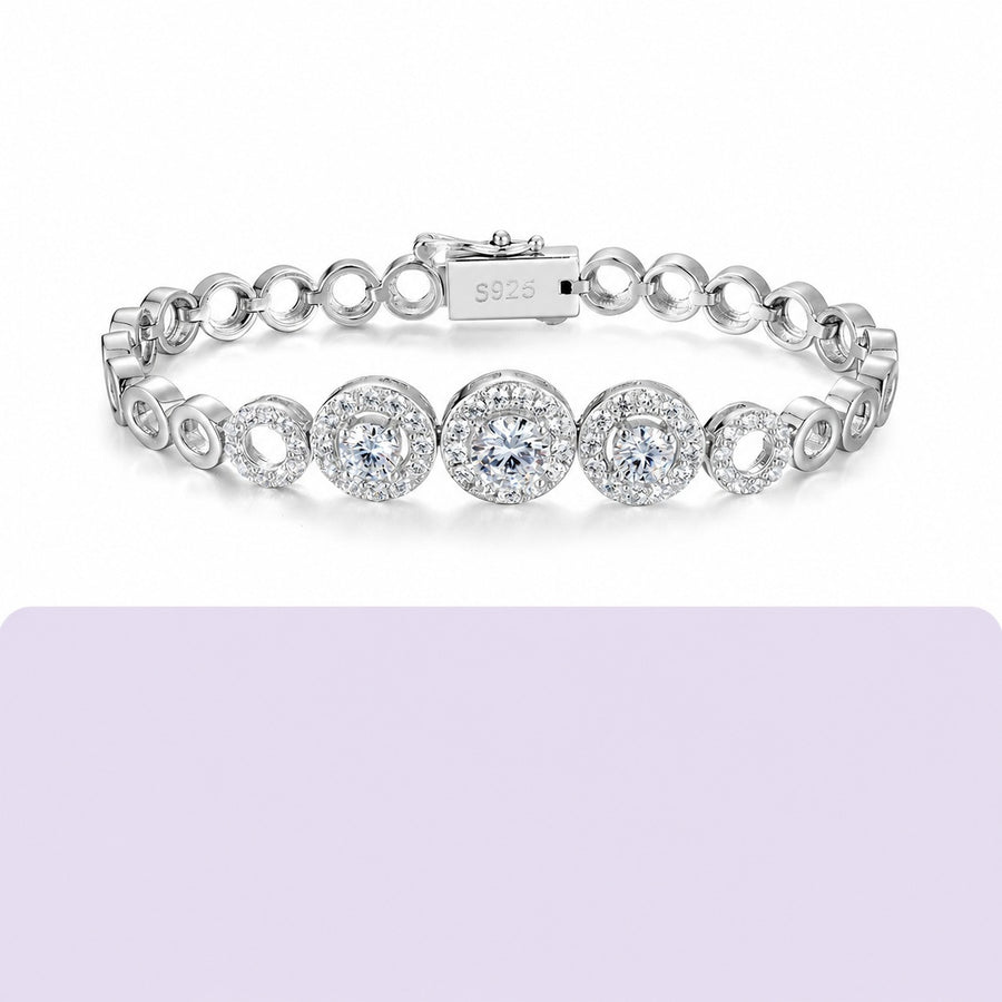 Mossanite Openwork Circle Bracelet for Women Unique Design 925 Sterling Silver Bracelet