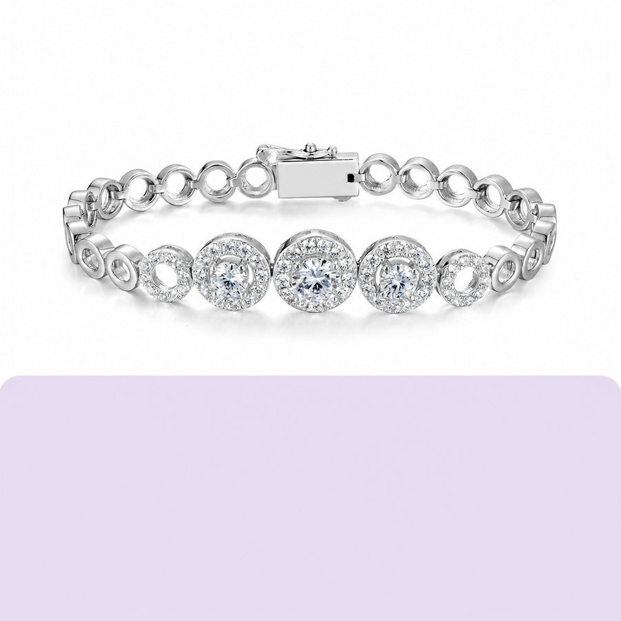 Mossanite Openwork Circle Bracelet for Women Unique Design 925 Sterling Silver Bracelet