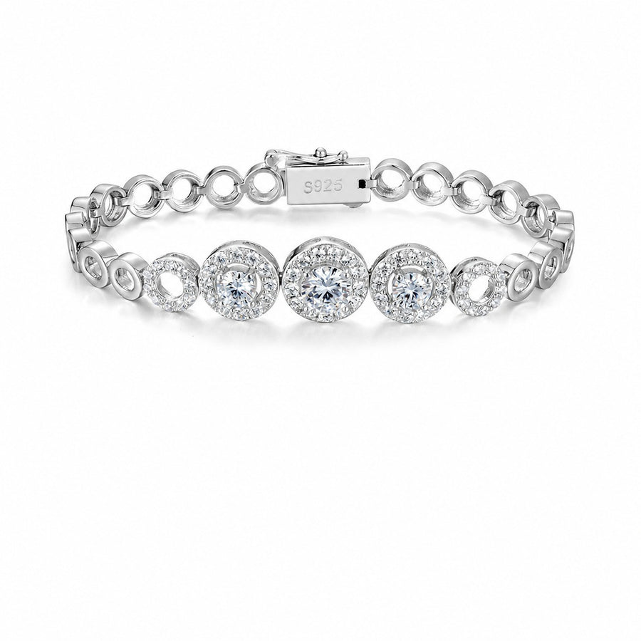 Mossanite Openwork Circle Bracelet for Women Unique Design 925 Sterling Silver Bracelet