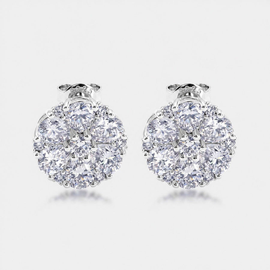 Daisy Flower Cluster Moissanite Stud Earrings White Silver Tone S925 Sterling Silver Pear Cut And Round Stone Floral Elegant Fashion Office Party Gift Jewelry For Women 2026 - SilverAuraBoutiqueLtd
