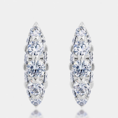 Geometric Marquise Cluster Moissanite Hoop Earrings 925 Sterling Silver Round 4*4mm Full Stone Snap Closure Elegant Modern Fashion Office Party Jewelry For Women 2026 New - SilverAuraBoutiqueLtd