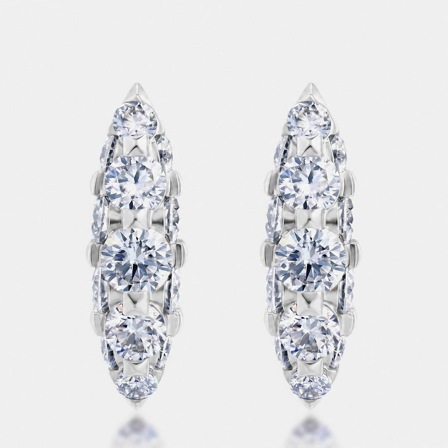 Geometric Marquise Cluster Moissanite Hoop Earrings 925 Sterling Silver Round 4*4mm Full Stone Snap Closure Elegant Modern Fashion Office Party Jewelry For Women 2026 New - SilverAuraBoutiqueLtd