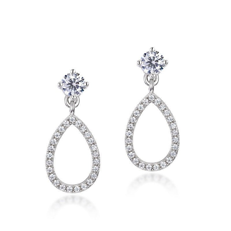 Moissanite Teardrop Drop Dangle Earrings White Gold Color S925 Sterling Silver Round 4mm Stud Top Open Pear Shape Halo Elegant Fashion Jewelry For Women Party Wedding Gift - SilverAuraBoutiqueLtd