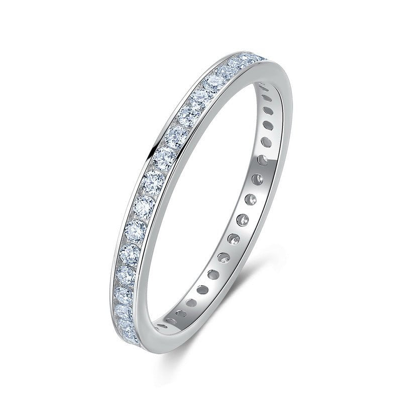 Moissanite Wave Stackable Thin Band Ring 925 Sterling Silver White Metal Geometric Full Eternity Style Finger Ring For Women 2026 Fashion Elegant Daily Wear Gift Jewelry - SilverAuraBoutiqueLtd